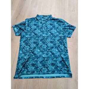 G/Fore G4 Golf Shirt Performance Polo Sketch Skulls Logo AOP Print Green Mens XL